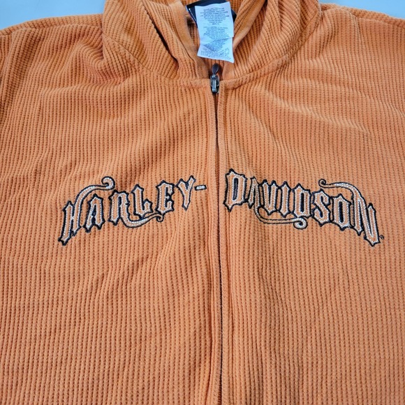 Harley Davidson Womens 1X Orange Short Sleeve Full Zip Beach Pool Swimming Cover - Picture 8 of 12